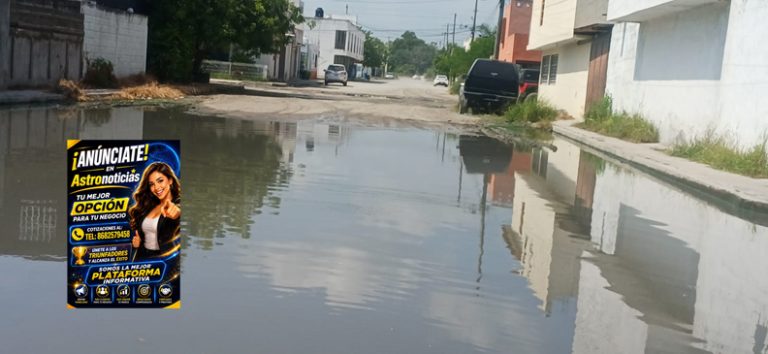 Complacidos con las aguas negras en el fraccionamiento Santa Mónica.