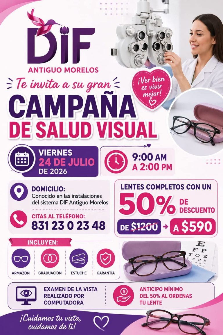 ​Invita DIF Antiguo Morelos a la Campaña de Salud Visual