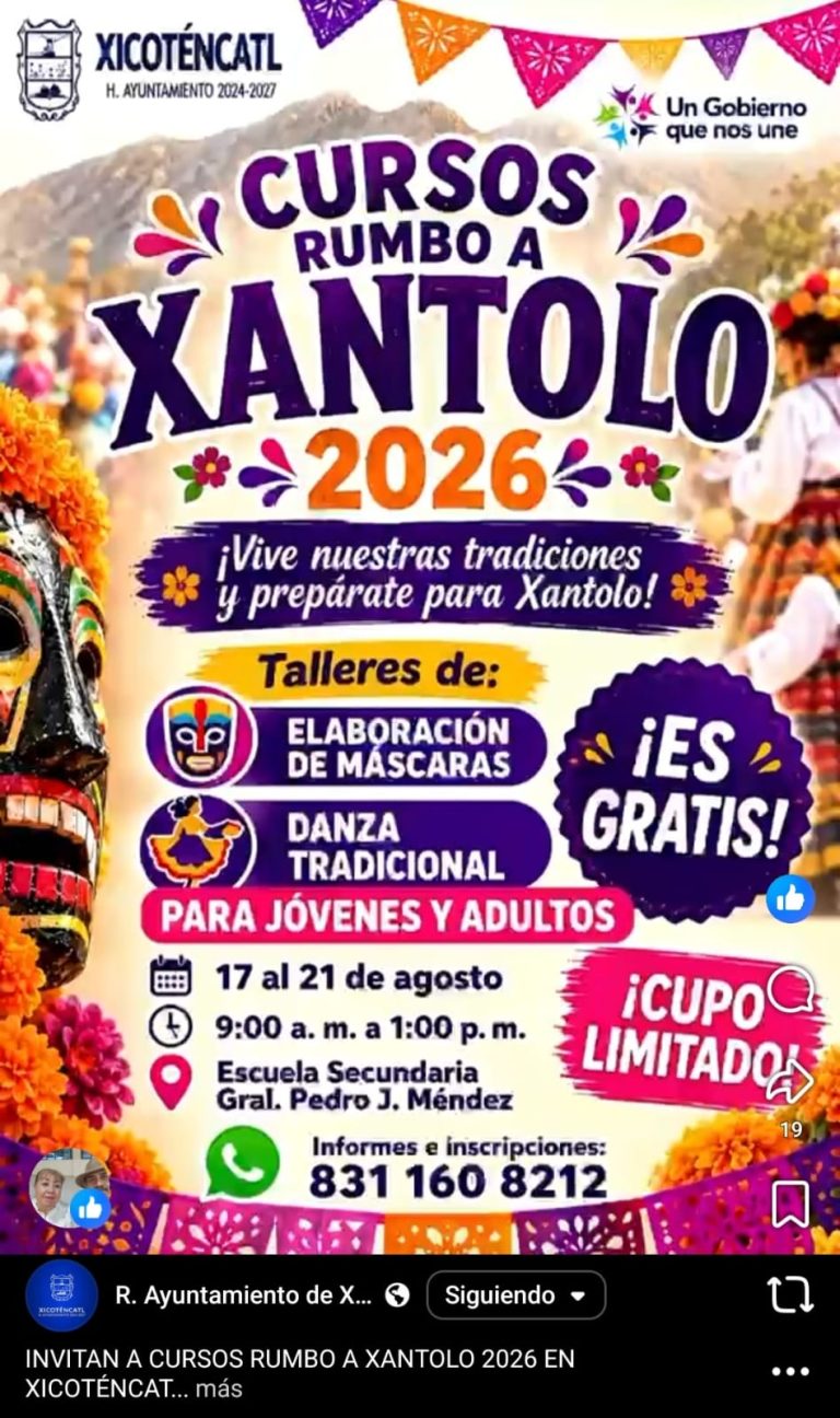 INVITAN A CURSOS RUMBO A XANTOLO 2026 EN XICOTÉNCATL